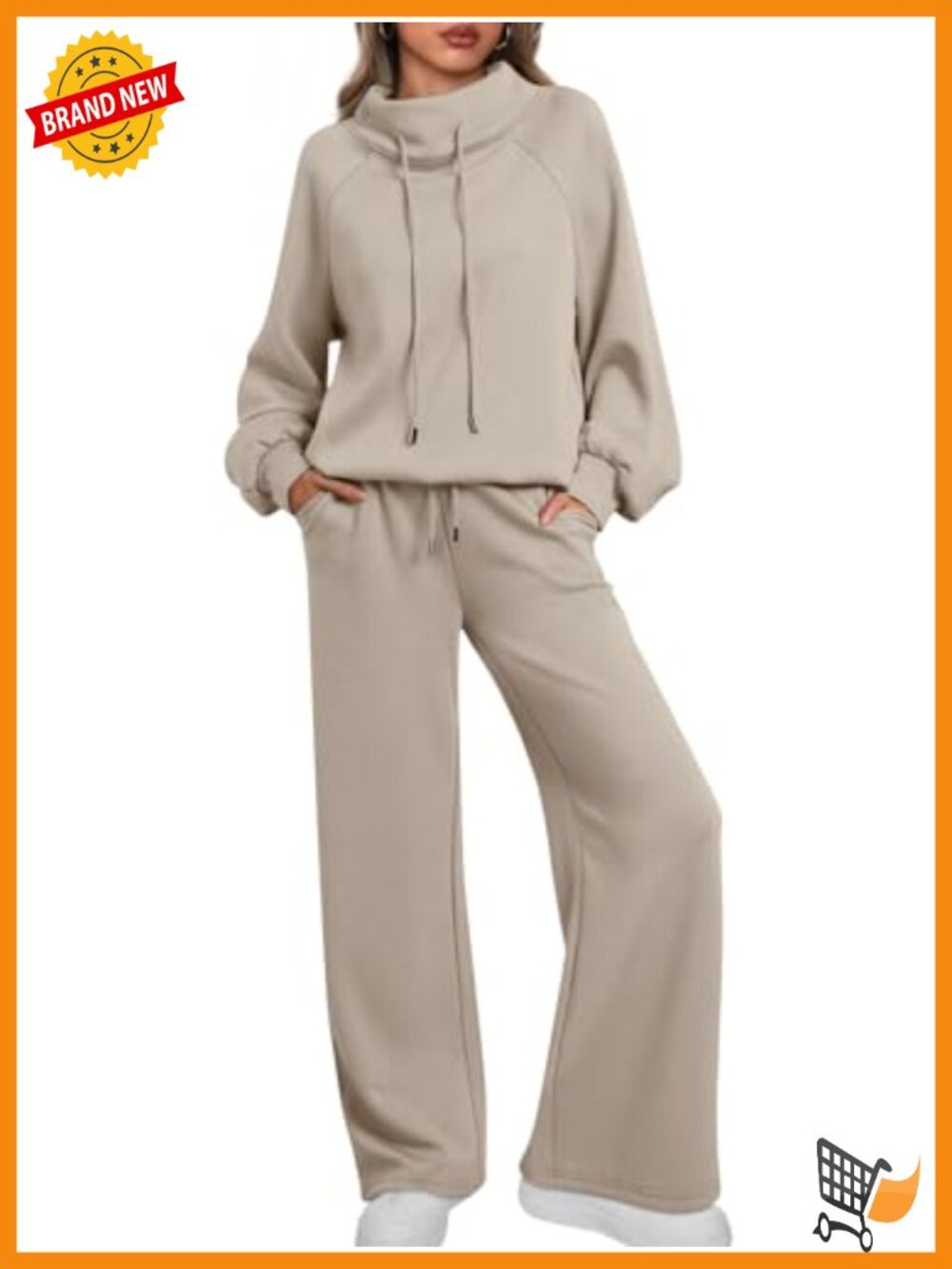 Mock Neck 2 Piece Lounge Sweat Set Soft Scuba Knit